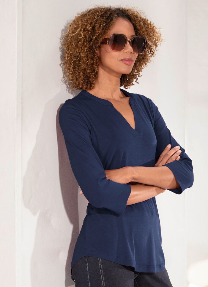 Blousetuniek met opstaande kraag 