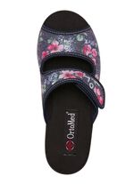 Tweepack klassieke damespantoffels, breedte H, met klittenbandsluiting 1 X BLAUW, 1 X ROOD