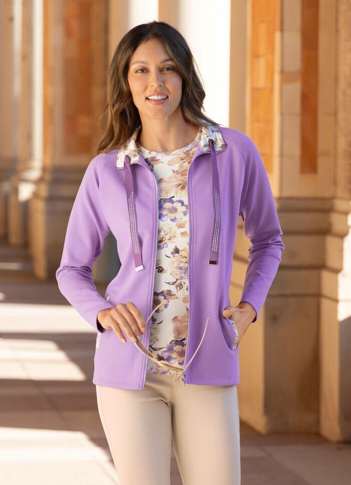 Overhemdjack met contrastverwerking op de kraag in 2 kleuren PAARS