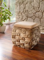 Opbergbank van natuurvezel in geraffineerd gevlochten vorm BEIGE-NATUUR