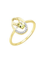 Damesring met diamanten en peridoot 