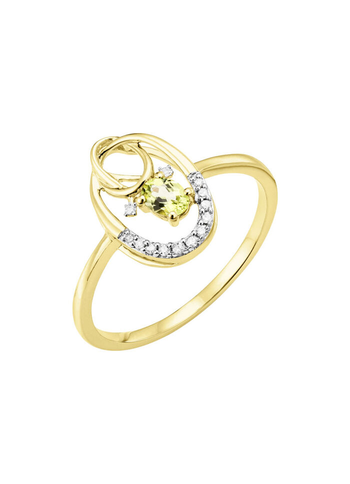 Damesring met diamanten en peridoot 