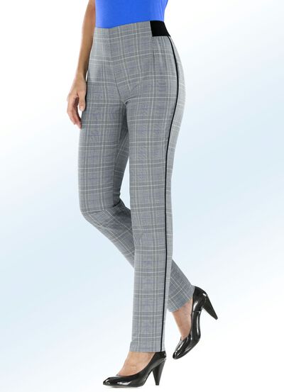Prince-de-galles-broek met speciale bandafwerking ZW-WIT-MEERKLEURIG
