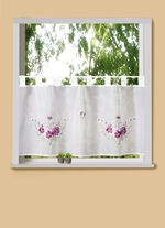 Kort gordijn "Viooltjes", met lussen 