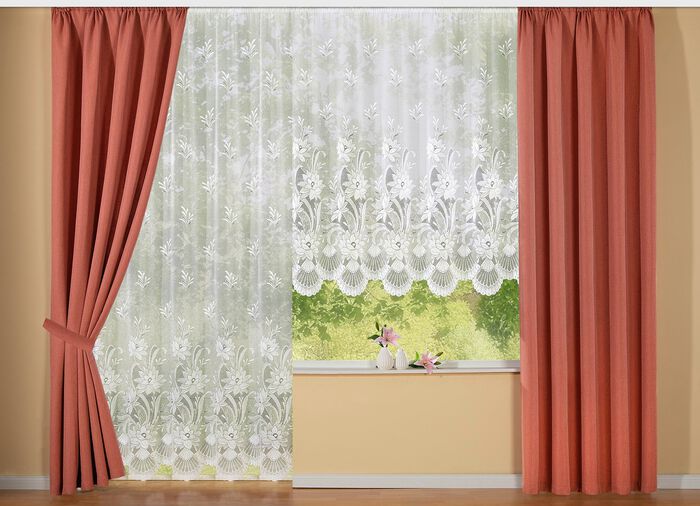 Lang glasgordijn met automatische plooiband 1:3 