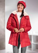 Functioneel jack met afneembare imitatiebontrand op de kraag VUURROOD