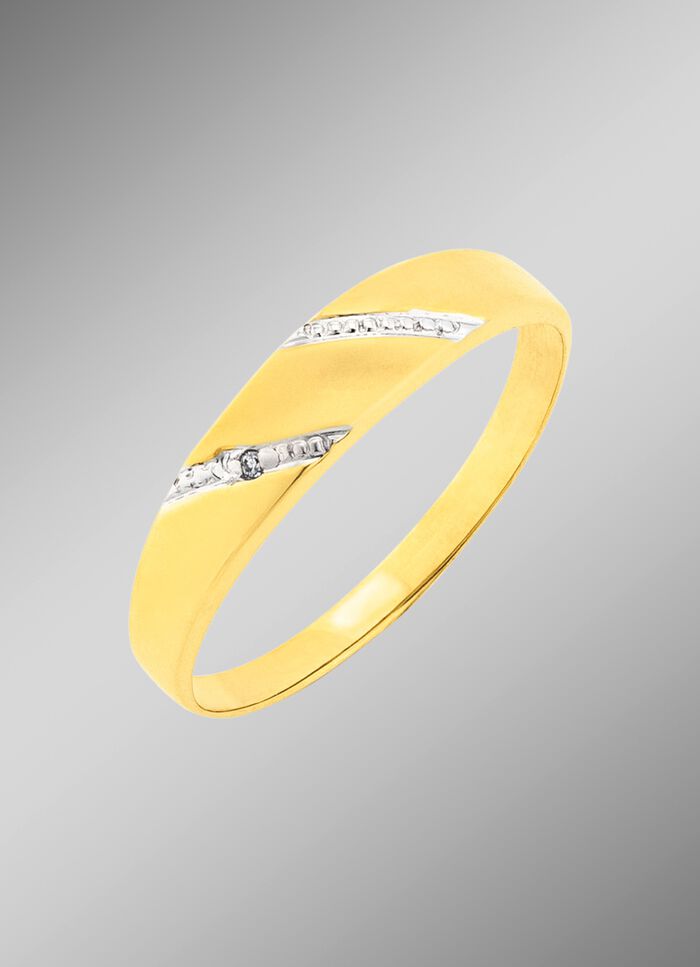 Glanzende en gesatineerde damesring met diamant 