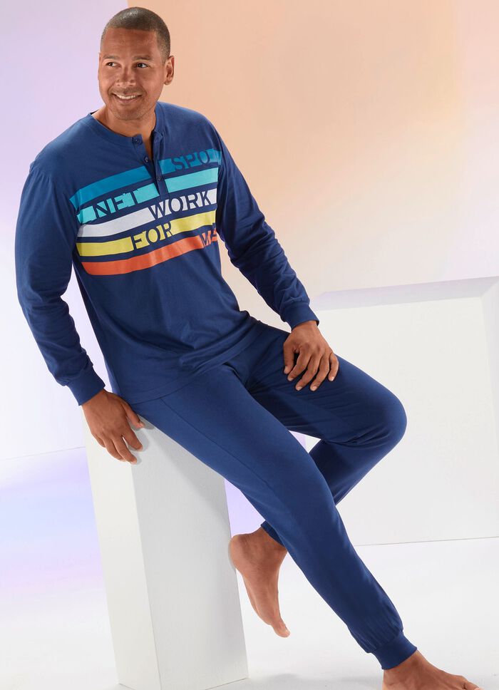 Pyjama met knoopsluiting en geprint motief 