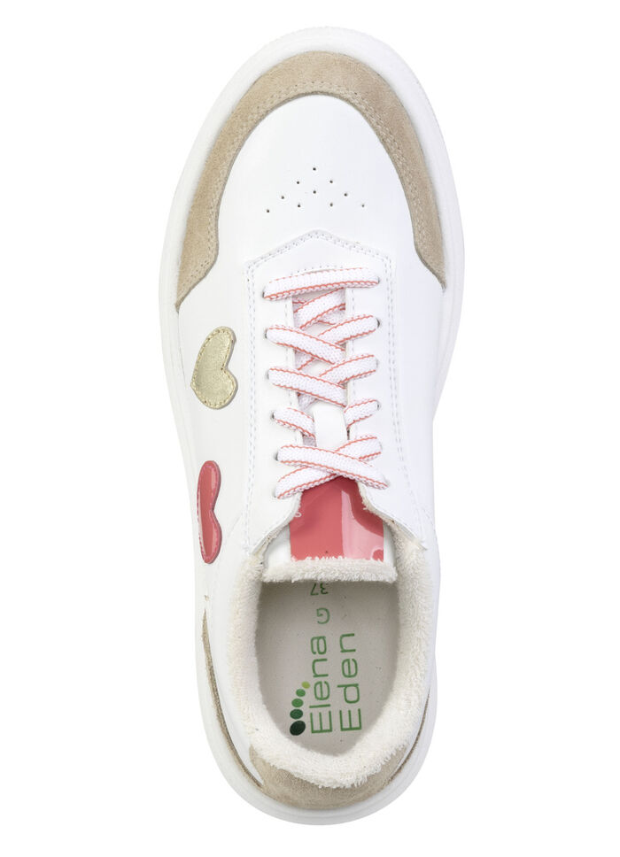 ELENA EDEN sneakers versierd met schattige hartjes WIT-BONTE