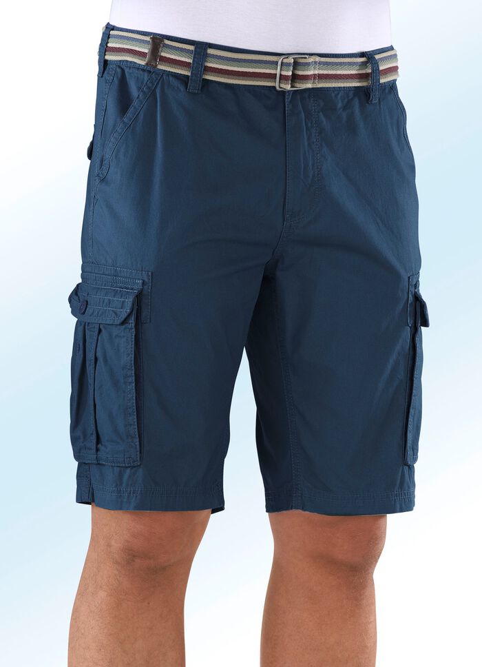 Bermudashort met cargozakken in 4 kleuren MARINE