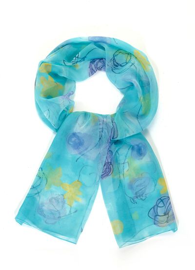 Sjaal met fantasie bloemenmotief 