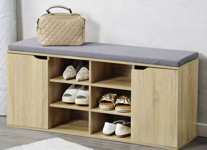 schoenenbank met zitkussen EIKEN SONOMA