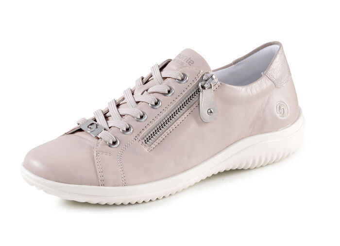 Remonte veterschoen met metalen inzetstuk in reliëf POEDERROZE