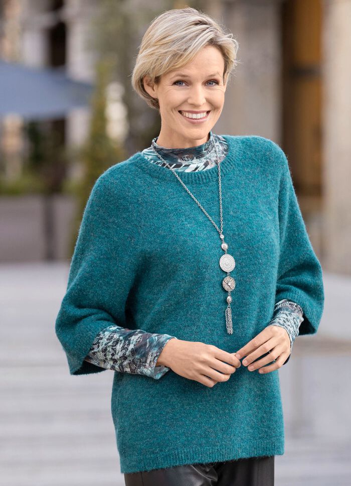 Trui in superzachte kwaliteit PETROLMOTIEF