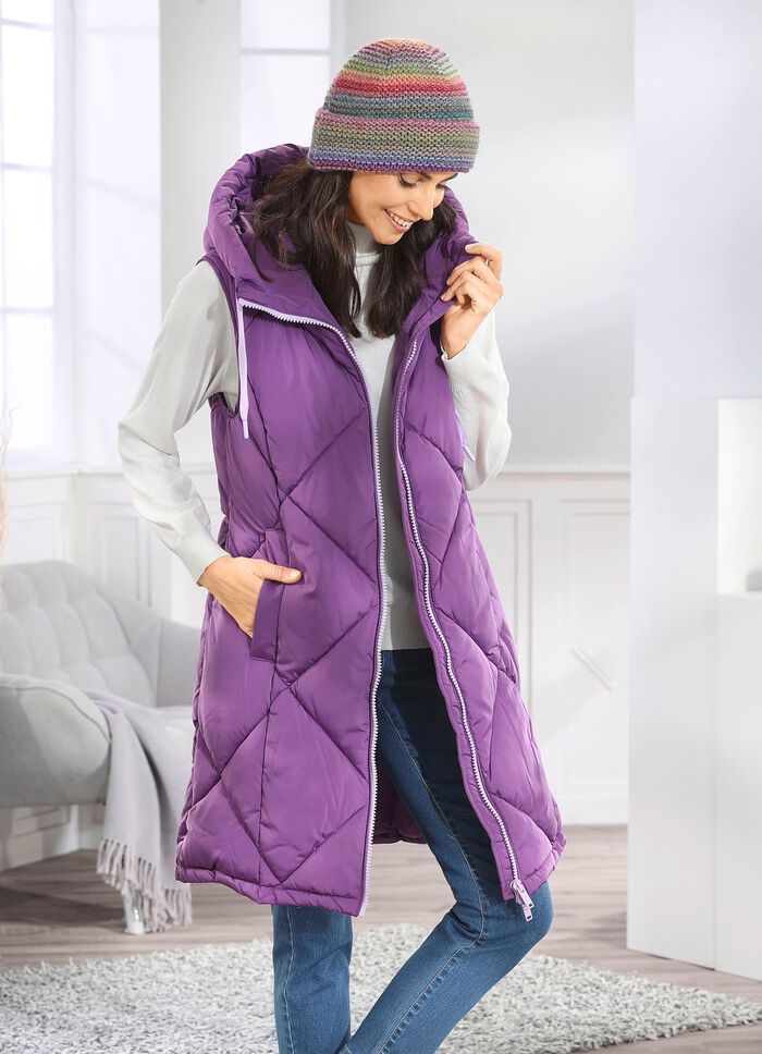 Lang vest met vaste capuchon 