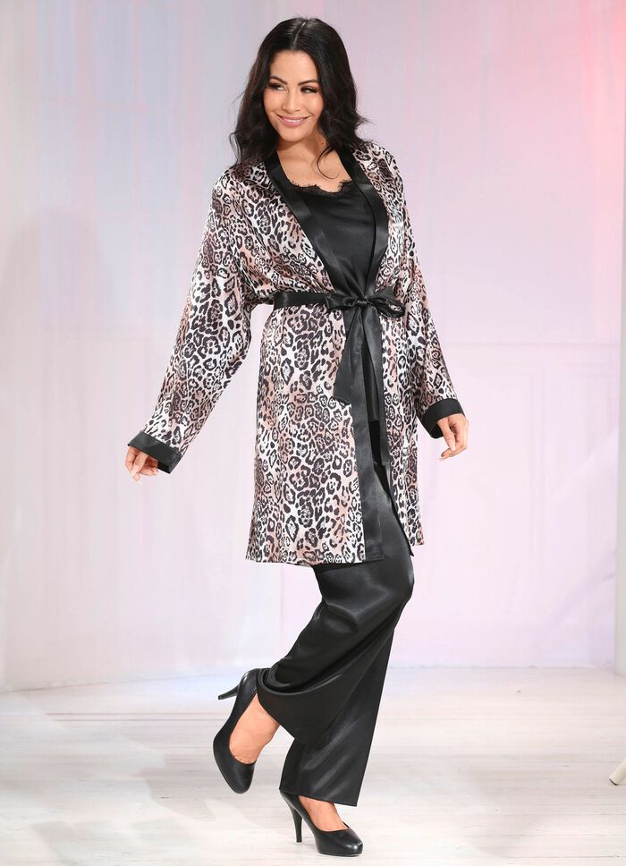 Set, 3-delig, bestaande uit top, broek en kimono 