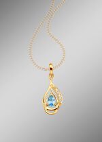 Hanger met echte blauwe topaas en kunststof. zirkonia 