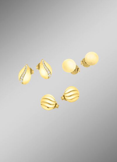 Sieradenset, 3-delig, bestaande uit 3 paar oorstekers 