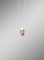 Hanger met echte amethist, echte citrien en echte peridoot 
