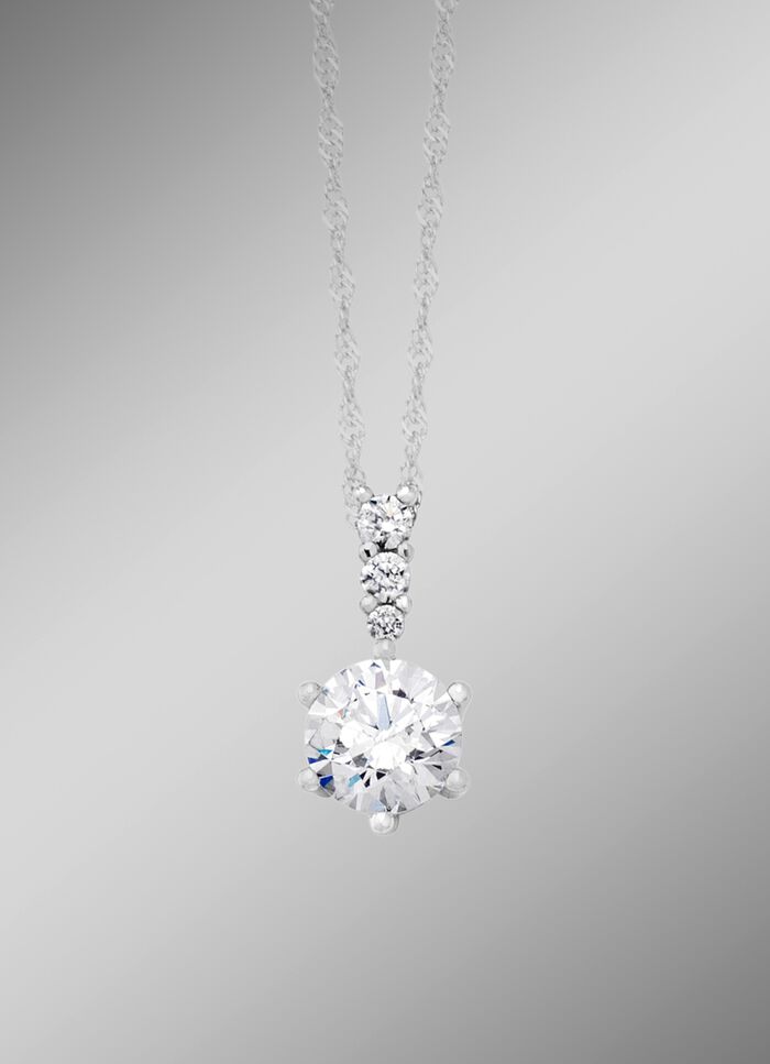 Hoogglans hanger met synth. zirkonia 