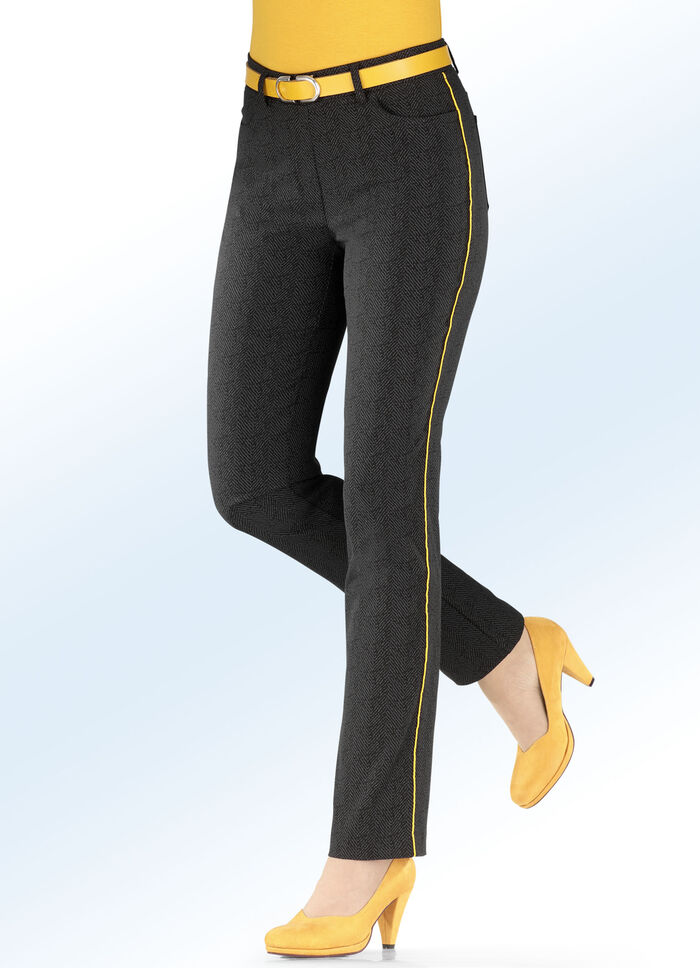 Broek met stijlvolle vissengraatlook 