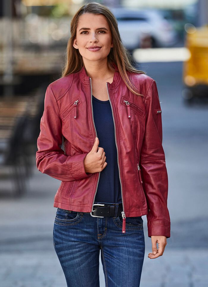 Kort leren jack van &ldquo;Cabrini&rdquo; 