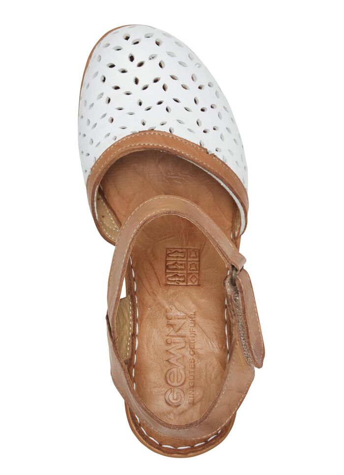 Gemini sandaal van geperforeerd rundnappaleer WIT