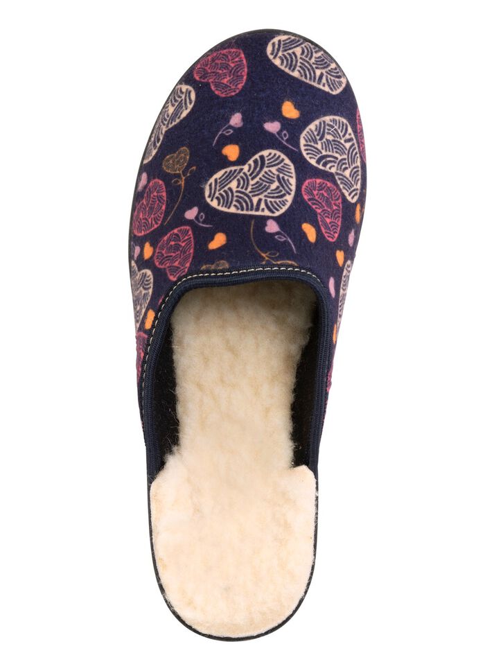 Set van twee gevoerde damespantoffels, breedte H, met textielprint 1X BORDEAUXROOD, 1X MARINEBLAUW
