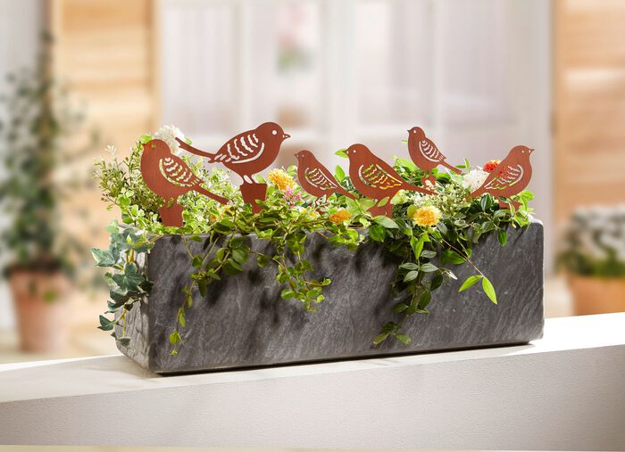 Tuinpalen "Vogels", 6 stuks ROEST