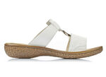Rieker, modieuze damesmuiltjes, breedte H, met klittenbandsluiting WIT