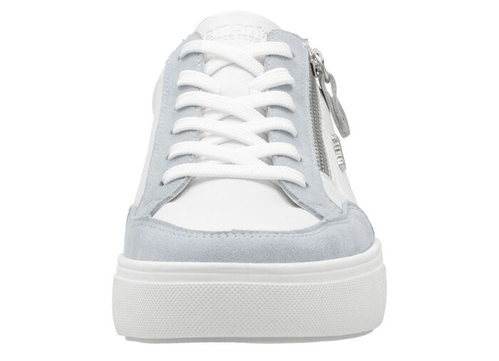 Remonte sneakers gemaakt van nappa- en suèdeleer met metallic afwerking BLAUW-WIT-ZILVER