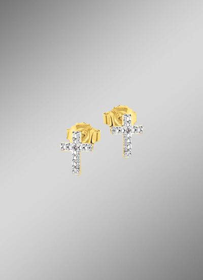 Populaire oorbellen met 2 diamanten 