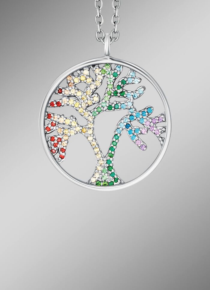 Engelsrufer kettinghanger van levensboom met zirkonia 