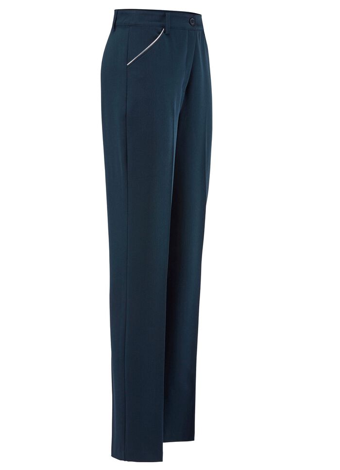 Broek met zilverkleurige contrasterende biezen 