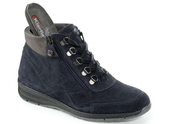 Veterlaarsje met praktische ritssluiting aan de zijkant BLAUW-GRIJS