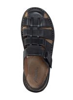 Sandaal van ingevet, gearceerd rundleer 