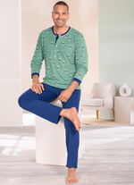 Pyjama met lange knoopsluiting en open randen 