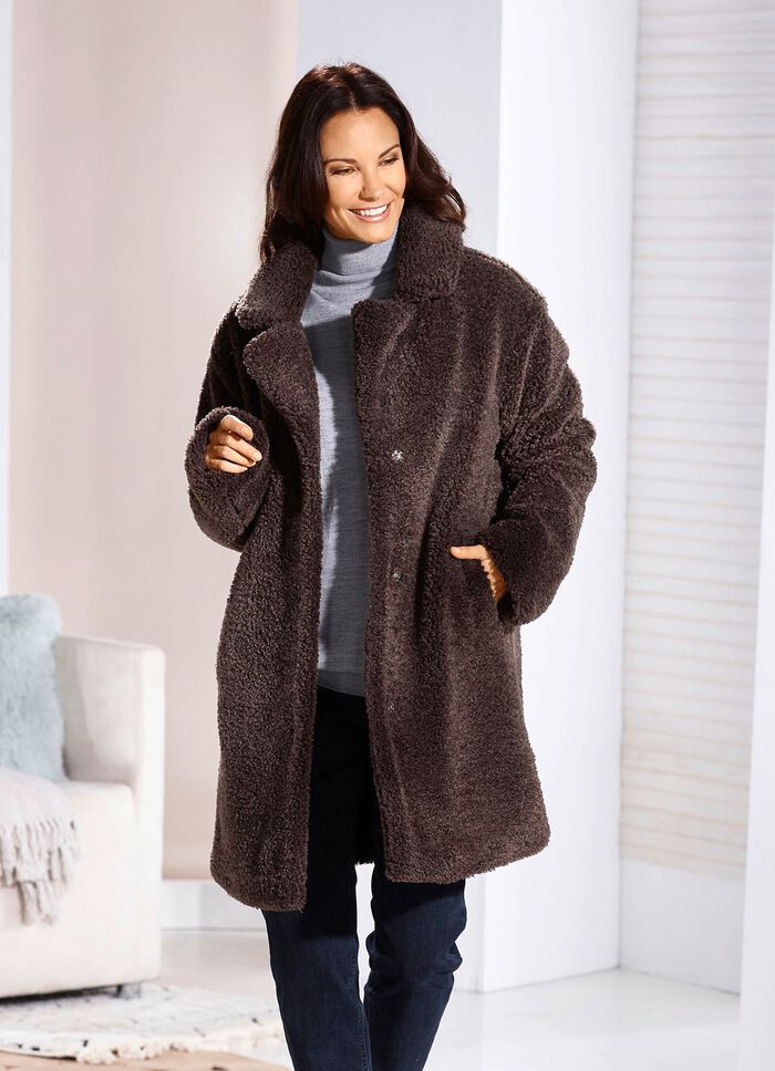 Korte jas van teddy-pluche 