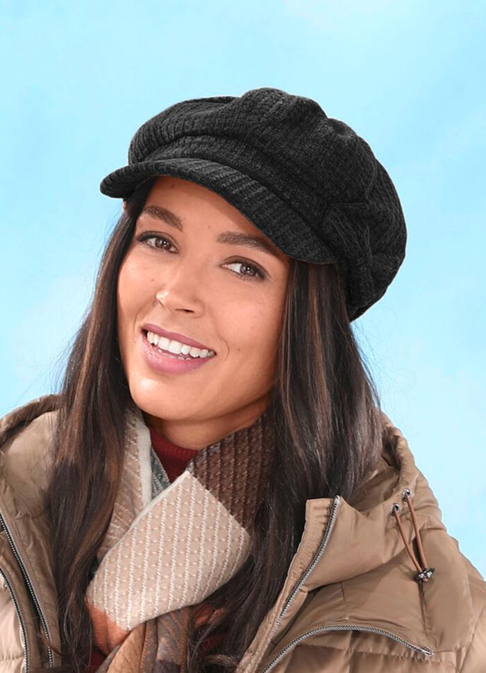 Krantenjongenspet met elastische inzet ZWART