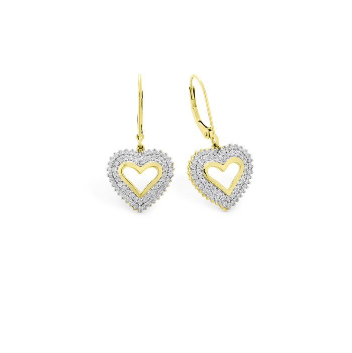 Hartvormige oorbellen met diamanten 