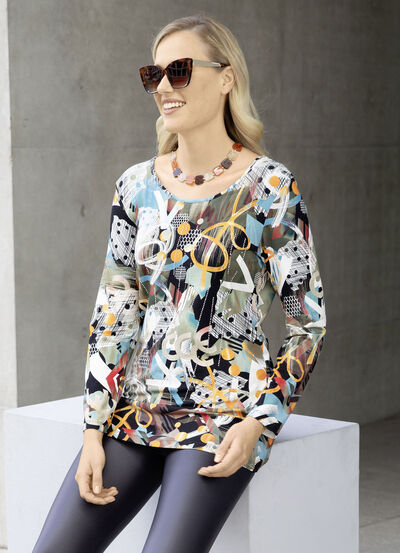 Fascinerend lang shirt met decoratieve strass steentjes 