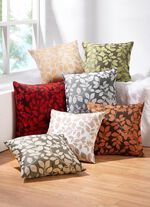 Kussenhoes met een mooi bladmotief GRIJS-WIT