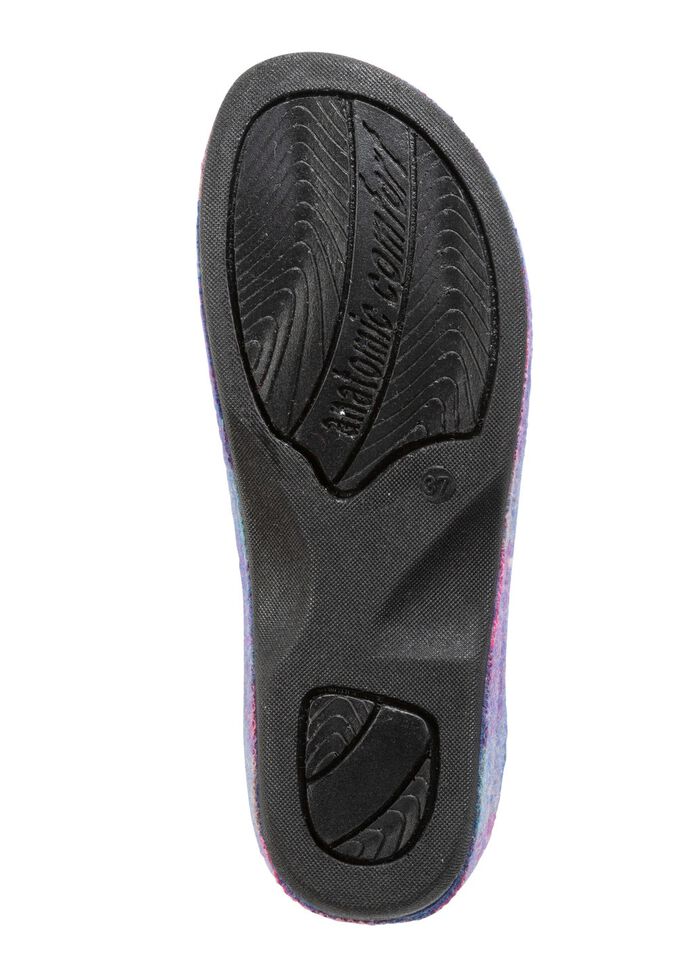 Laurina pantoffels gemaakt van geruit textielmateriaal BLAUW-PAARS