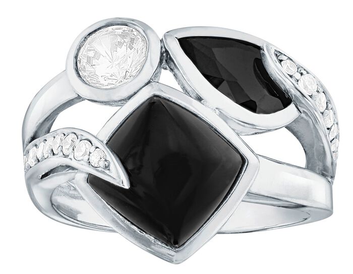 Stevige damesring met onyx 