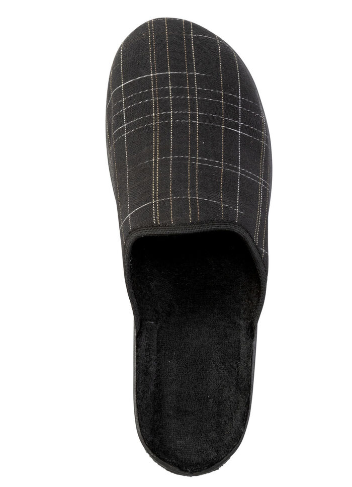 Slippers gemaakt van geruit textiel ZWARTBRUIN