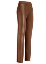 Broek in trendy materiaalmix COGNAC