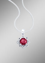 Hanger met kinketting, echt granaat en echte marcasiet 