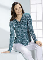 Shirt met watervalhalslijn in 2 kleuren BenzEL WIT