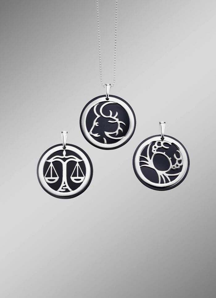 Zodiac hanger met echte agaat in zwart 