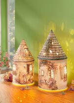 Papieren huizen met LED-verlichting 